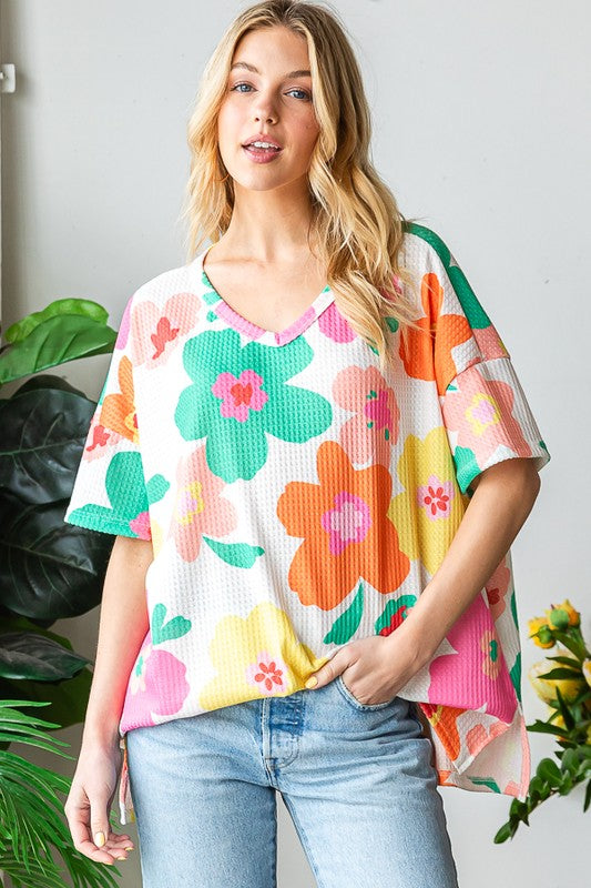 Off-White Floral Oversized Top