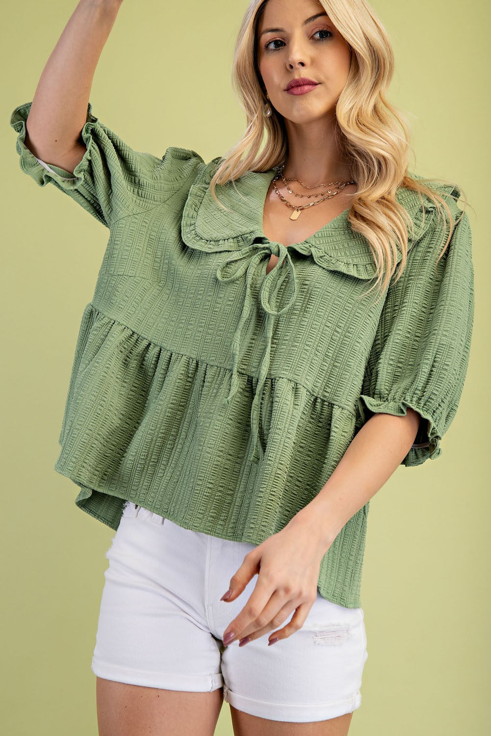 Green Baby-Doll Top