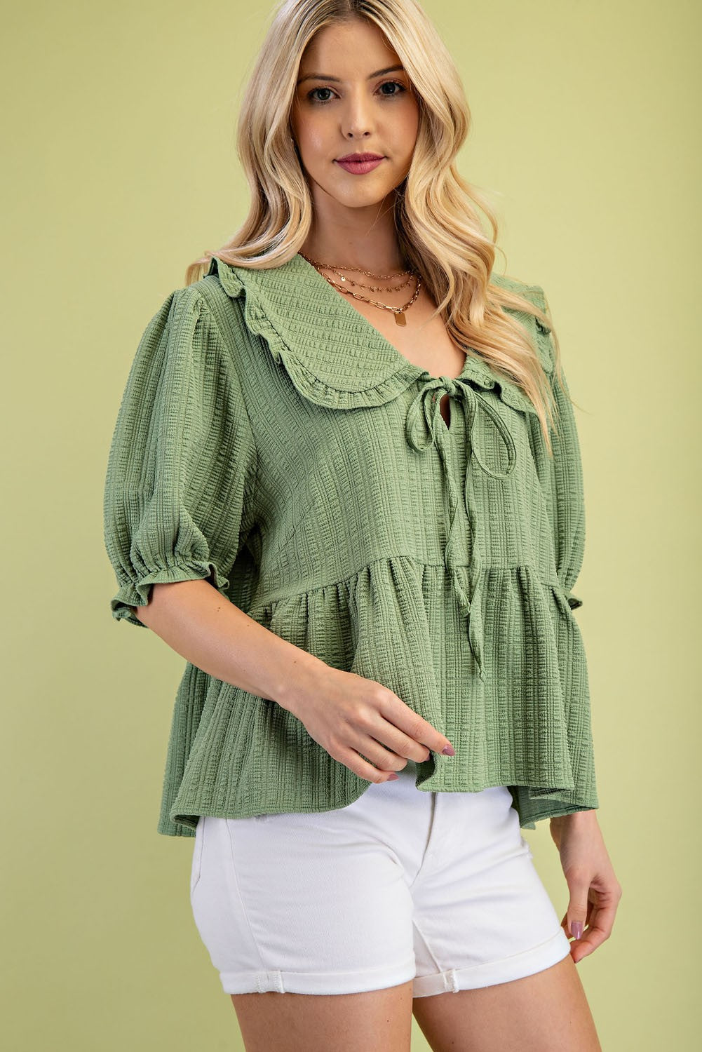 Green Baby-Doll Top