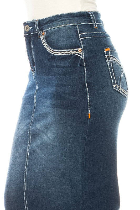 Embroidered Denim Skirt