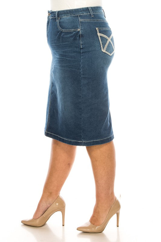 Plus Denim Skirt