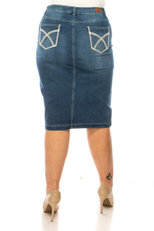 Plus Denim Skirt