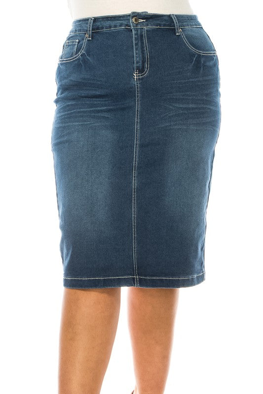 Plus Denim Skirt