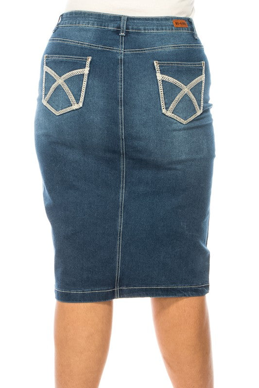 Plus Denim Skirt