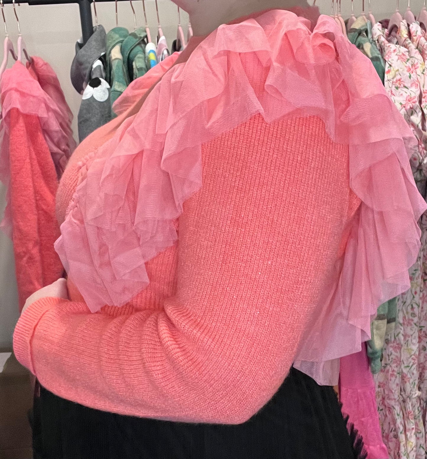 Ruffled Tulle Sweater