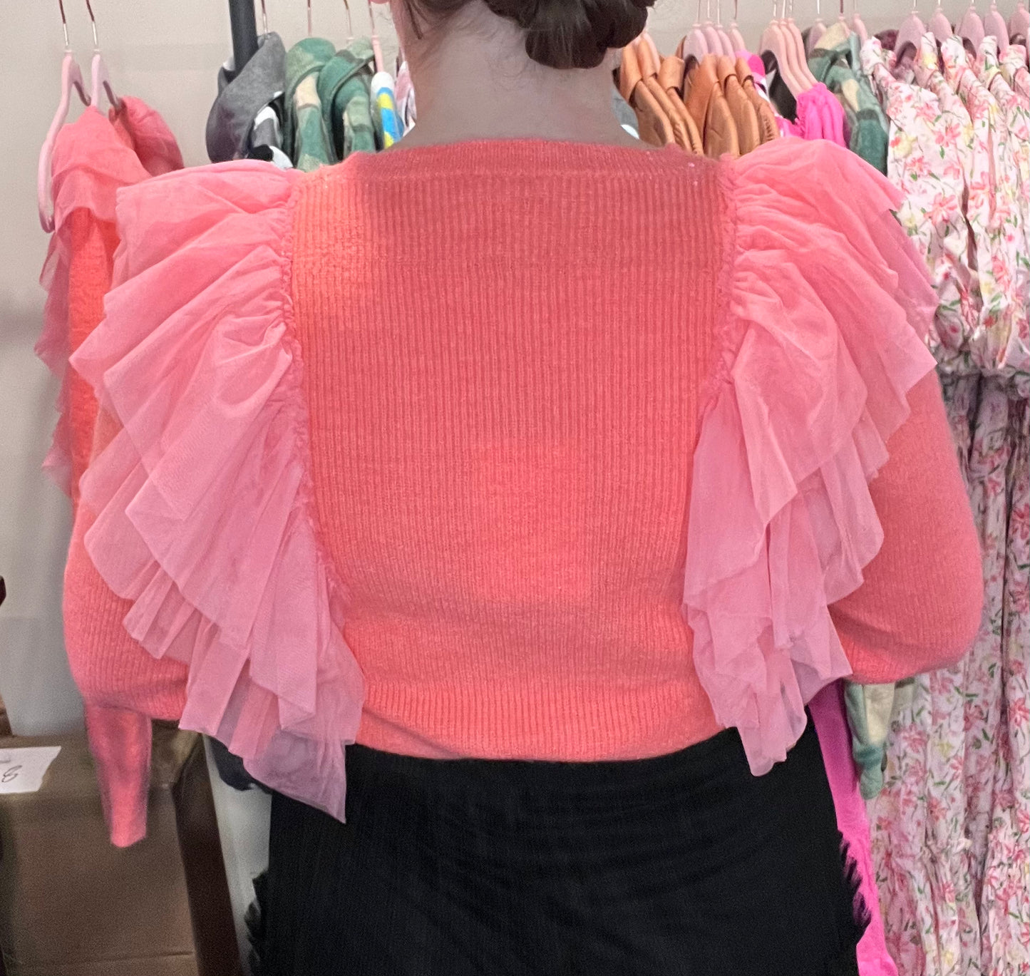 Ruffled Tulle Sweater