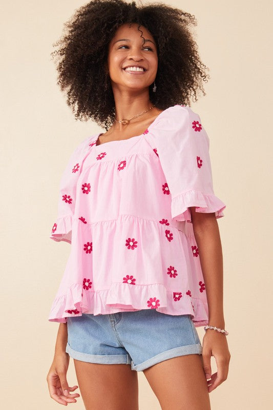 All Over Pink Daisy Top