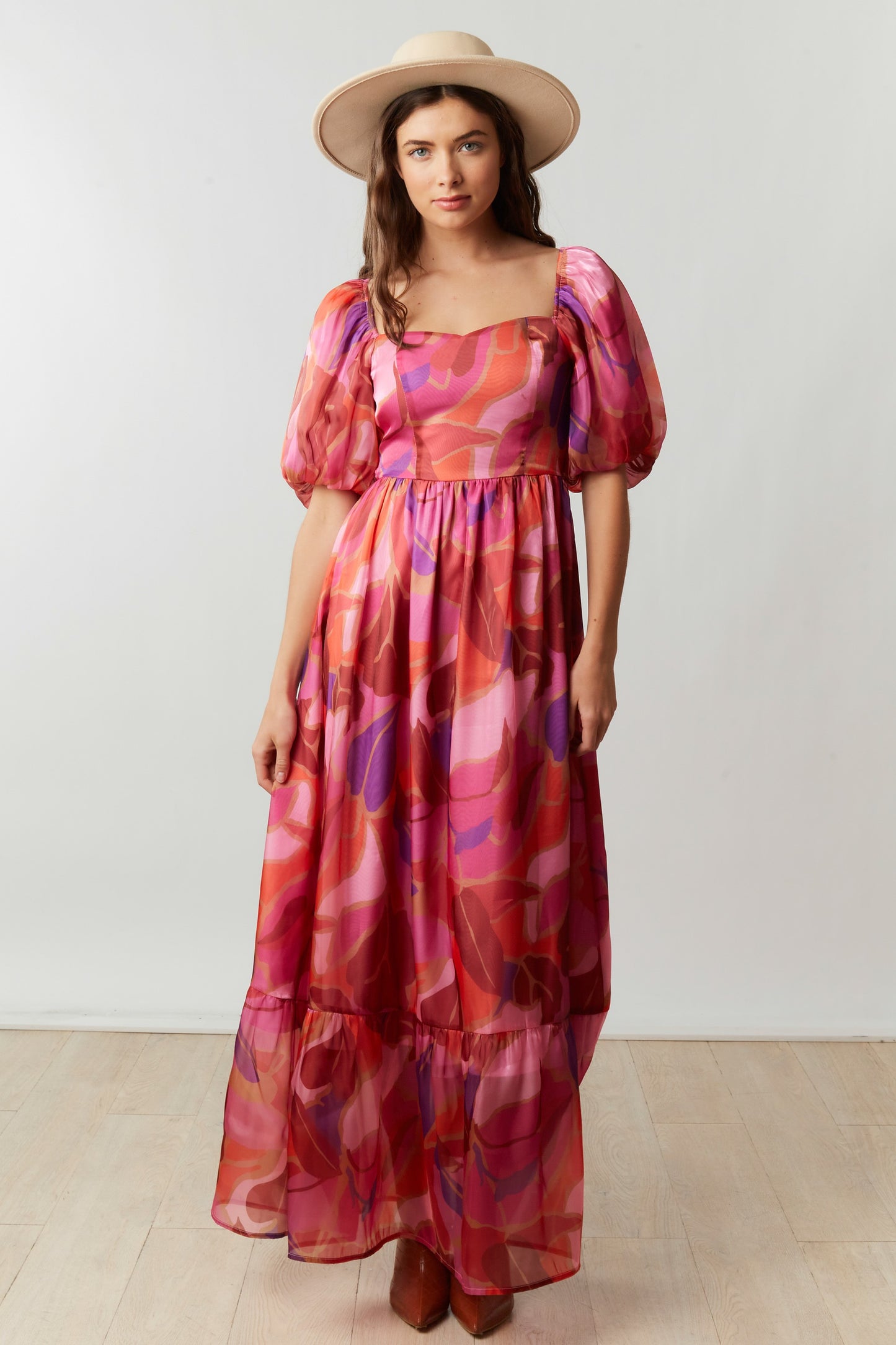 Pink & Purple Organza Maxi Dress