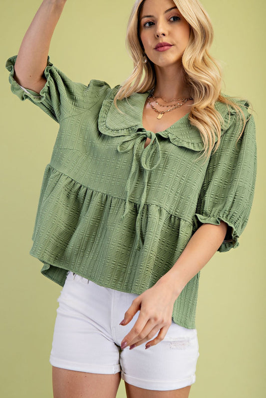 Green Baby-Doll Top