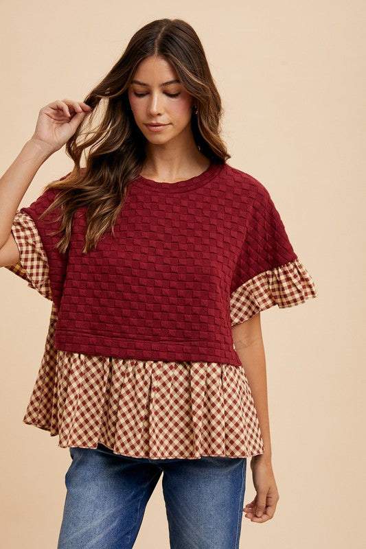 Burgundy Textured Knit Top