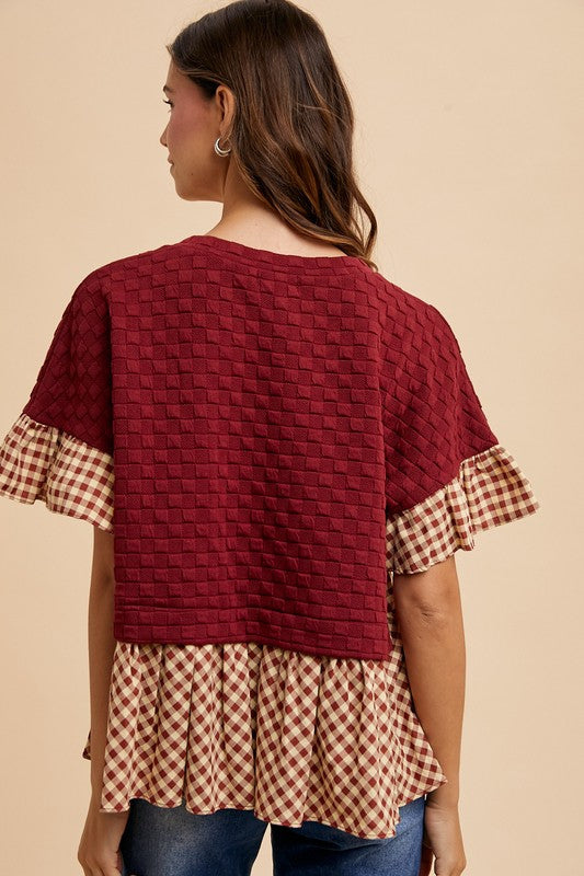Burgundy Textured Knit Top