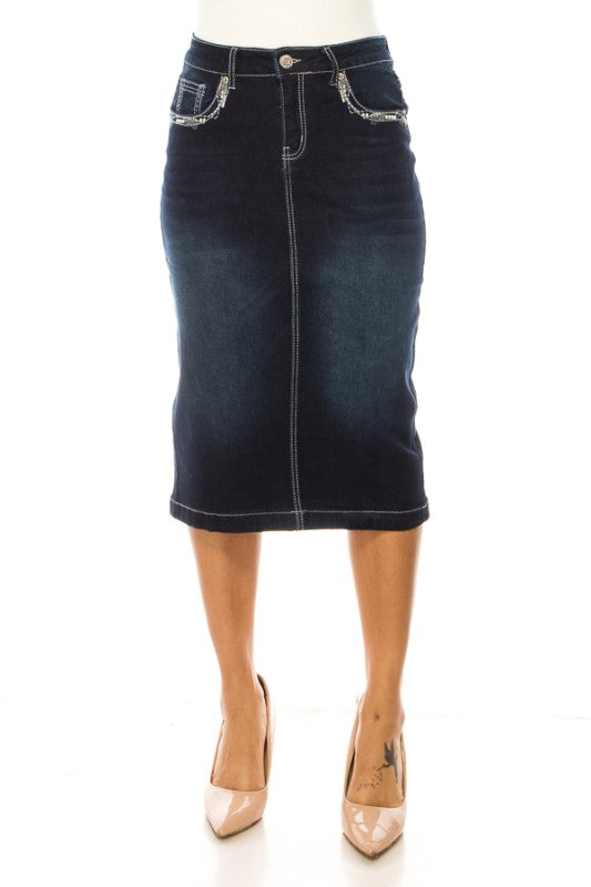 Denim Indigo Skirt Plus