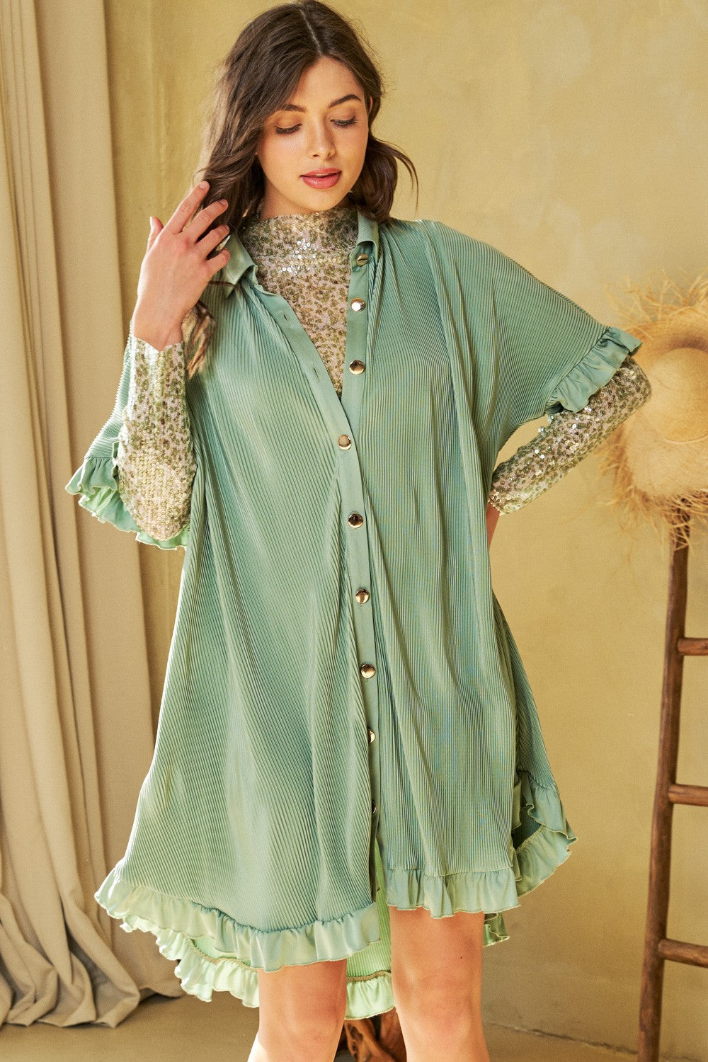 Pretty in Sage Shirt Dress